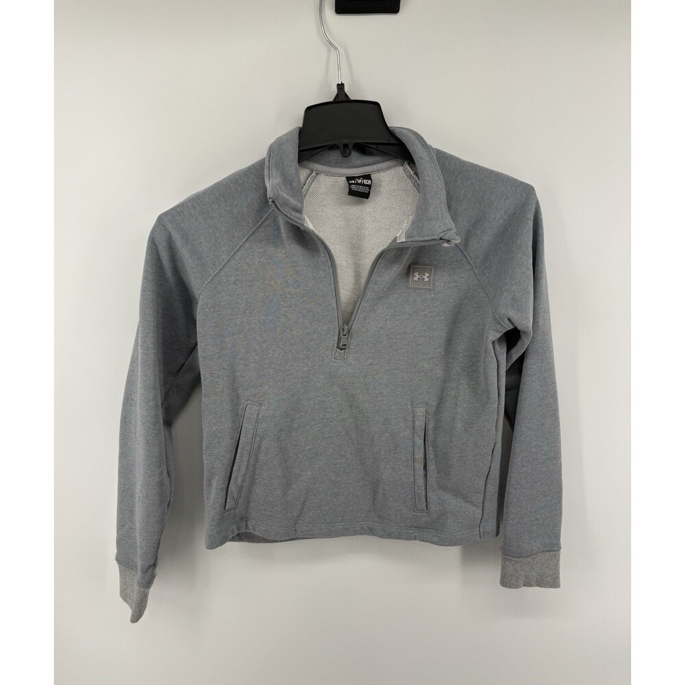 Under Armour Women’s Gray Crop Top 1/4 Zip Pullover Sweater Size XS